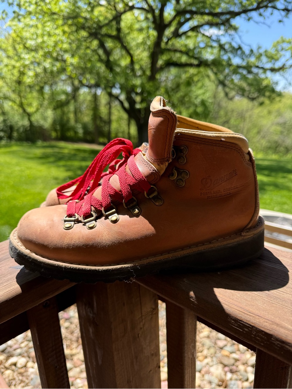 Women’s Danner Brown Leather Hiking Boot with Red Laces